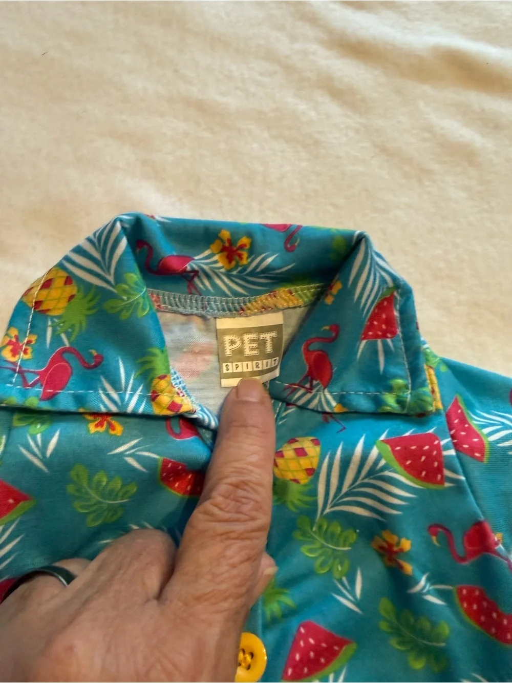 Pet Spirit Tropical Flamingo Pineapple Dog Shirt + XS Blue Collar Set
